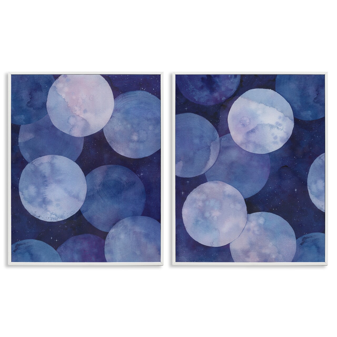 Stupell Industries Abstract Blue Purple Circle Bubbles 2 pc Framed Giclee Wall Art Set Design by Grace Popp